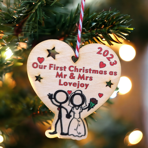 "Our First Christmas as Mr & Mrs" 2023 Decoration