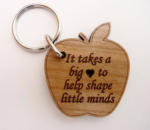 "It takes a big heart to shape little minds" Apple Keyring | Teacher gift