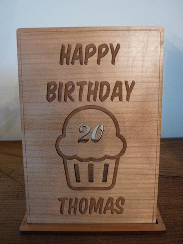 Birthday Cupcake Wooden card