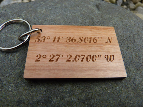 Wood Coordinates keyring