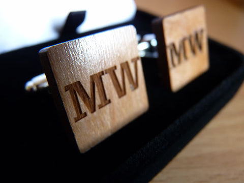 Personalised Initial wooden cufflinks
