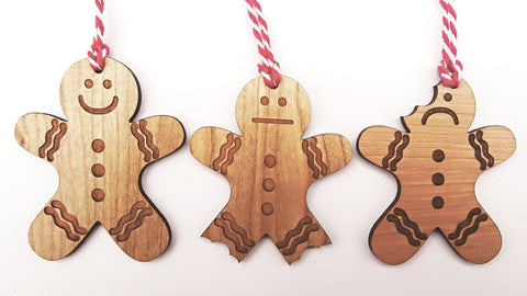Set of 3 Gingerbread Man Christmas Decorations