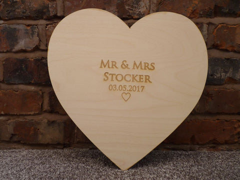 Wood Heart Signature Wedding Guest Board