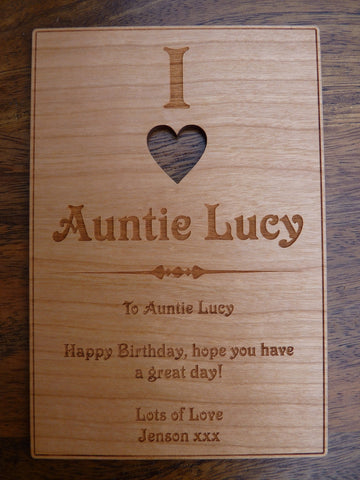 I Love "ANY NAME" wooden card