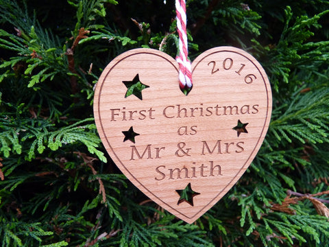 Personalised "First Christmas as Mr & Mrs" decoration