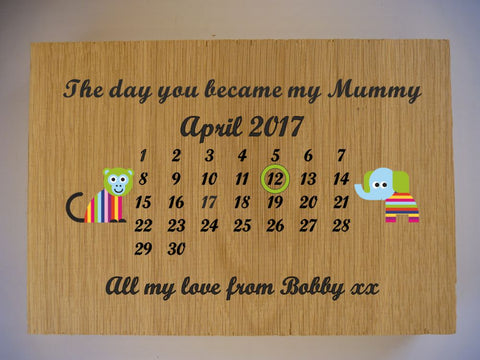 The day you became my Mummy Oak Sign